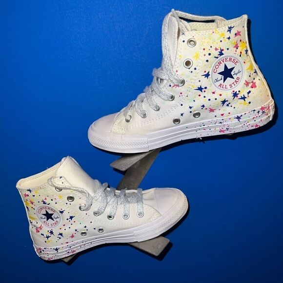 Converse Womens Chuck Taylor All Star Floral Hi Top Canvas Sneaker Shoes Size 2 - Picture 2 of 7